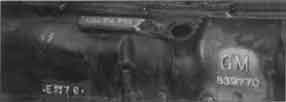 Best view of all three identifying numbers; casting date code, E 17 6; serial number, DBA 74393; casting number, 839770.